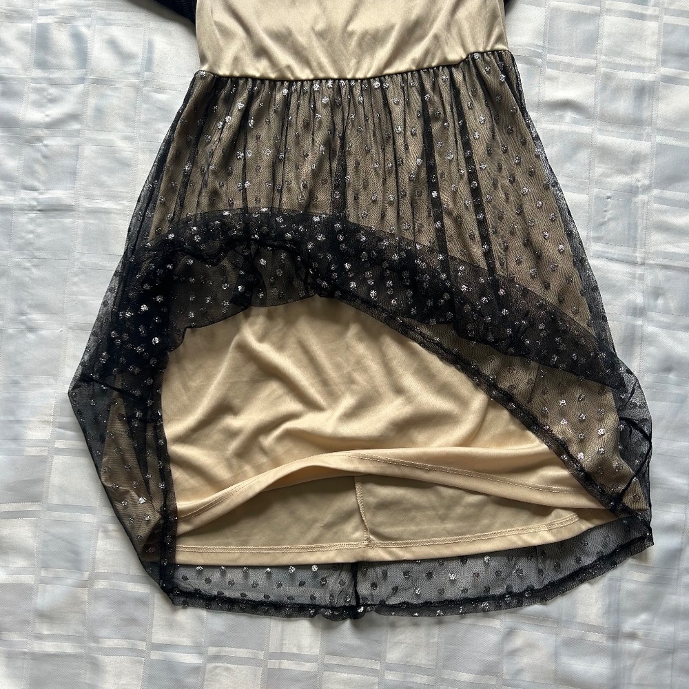 LUSH Black & Nude Dress with Metallic Polkadot Details - Picture 8 of 13